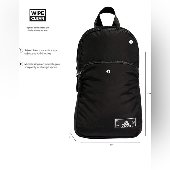 Adidas essential 2 sling crossbody black bag - Picture 3 of 7